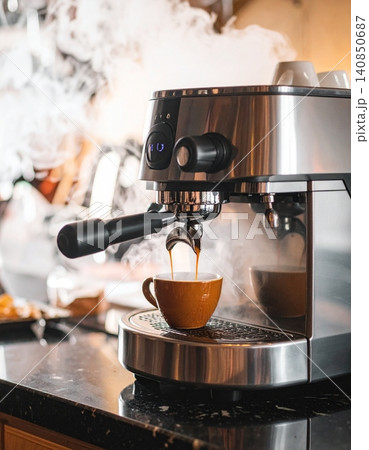 professional espresso machine brewing coffee professional espresso machine brewing coffee 140850687
