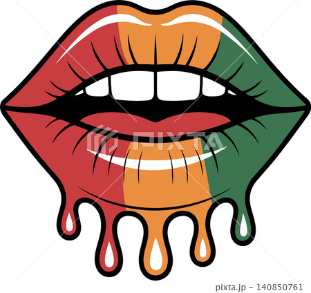 Dripping Rasta Color Lips Pop Art Illustration Dripping Rasta Color Lips Pop Art Illustration 140850761