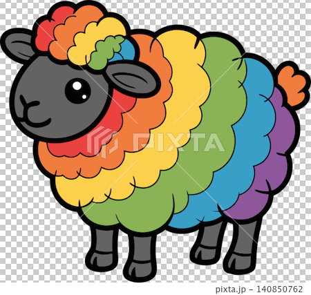 Rainbow Sheep Cartoon Illustration Design Rainbow Sheep Cartoon Illustration Design 140850762