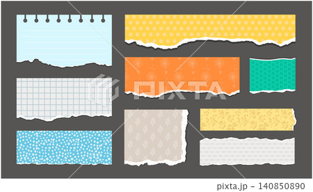 Collection of ripped notebook paper and scrapbook elements. Collection of ripped notebook paper and scrapbook elements. 140850890