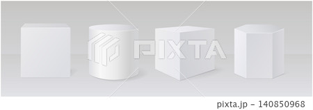 White realistic 3d plinth, pedestals podium. White realistic 3d plinth, pedestals podium. 140850968