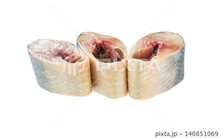 Pieces of herring isolated on white background.Atlantic herring slices, isolated on white background. 140851069