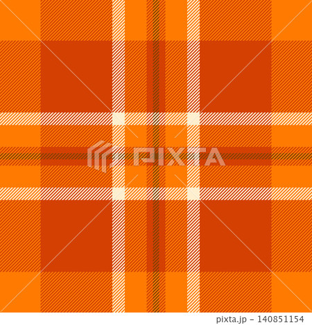 Full check seamless tartan, clothing background plaid pattern. Age texture vector textile fabric in orange and bright colors. Full check seamless tartan, clothing background plaid pattern. Age texture vector textile fabric in orange and bright colors. 140851154