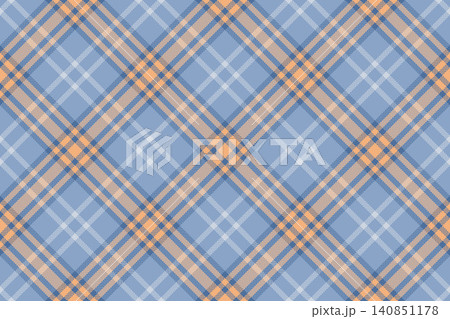 October tartan vector pattern, gift paper check texture seamless. Bandanna background plaid textile fabric in blue and orange colors. October tartan vector pattern, gift paper check texture seamless. Bandanna background plaid textile fabric in blue and orange colors. 140851178