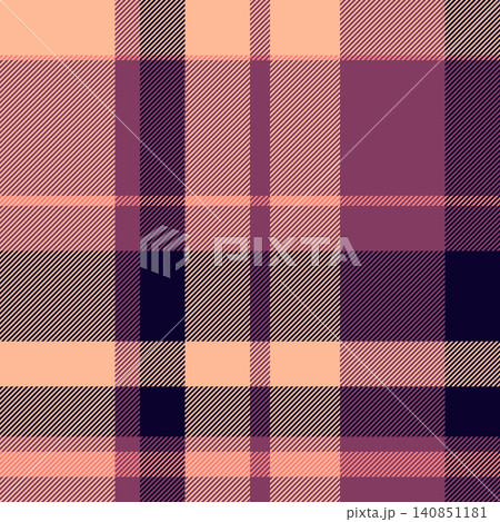 Tee texture vector fabric, printout textile seamless check. Apartment background plaid pattern tartan in orange and pink colors. Tee texture vector fabric, printout textile seamless check. Apartment background plaid pattern tartan in orange and pink colors. 140851181