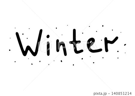 Doodle winter lettering. Festive season word design Doodle winter lettering. Festive season word design 140851214