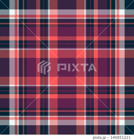 Seamless tartan plaid pattern featuring a rich palette of navy, coral, and purple. A versatile geometric textile design ideal for modern fashion, digital branding, and creative web projects. Seamless tartan plaid pattern featuring a rich palette of navy, coral, and purple. A versatile geometric textile design ideal for modern fashion, digital branding, and creative web projects. 140851221