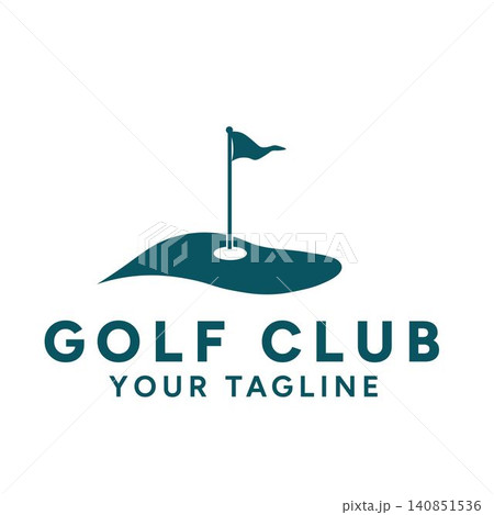 Minimalist Golf Green with Flag Logo for Golf Course and Sports Club 140851536