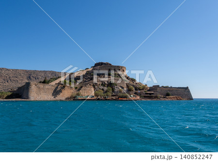 Spinalonga Island Venetian Fortress Close View in Crete Greece Spinalonga Island Venetian Fortress Close View in Crete Greece 140852247