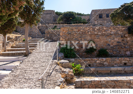 Stone Terraces and Ramps in Spinalonga Fortress Crete Greece 140852271