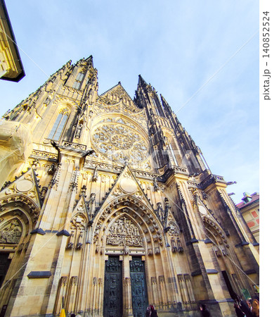 St Vitus Cathedral in Prague Czech Republic Gothic Architecture Landmark Castle Monument in old city St Vitus Cathedral in Prague Czech Republic Gothic Architecture Landmark Castle Monument in old city 140852524
