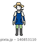 イラスト素材: 農作業をする笑顔の若い女性の全身イラスト 140853110