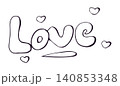 Love word lettering doodle with hearts sticker 140853348