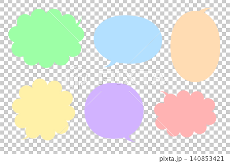 A set of 6 colorful speech bubble silhouette illustrations. A set of 6 colorful speech bubble silhouette illustrations. 140853421