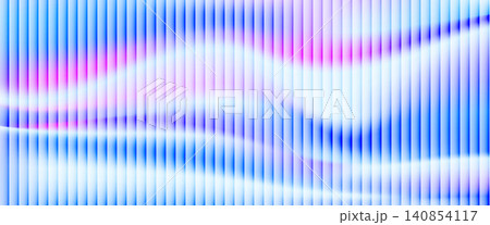 Ribbed gradient in blue and wavy fractal gradation for futuristic background. Pink magenta and navy glass with sky pattern. Vector ribbed glassmorphism gradient wallpaper neon bg for tech presentation 140854117