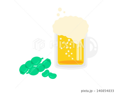 ビールと枝豆 イラストセット ビールと枝豆 イラストセット 140854833
