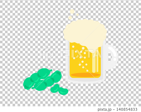 ビールと枝豆 イラストセット ビールと枝豆 イラストセット 140854833