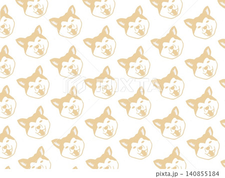 白バックにベージュ色で犬の顔が模様になった背景素材イラスト 白バックにベージュ色で犬の顔が模様になった背景素材イラスト 140855184