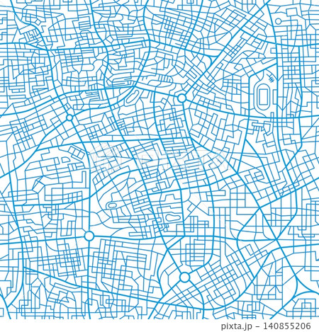 City map seamless pattern with streets and roads, squares and parks, town plan. Vector grayscale background with urban planning project. Abstract cartography map layout with road intersections City map seamless pattern with streets and roads, squares and parks, town plan. Vector grayscale background with urban planning project. Abstract cartography map layout with road intersections 140855206