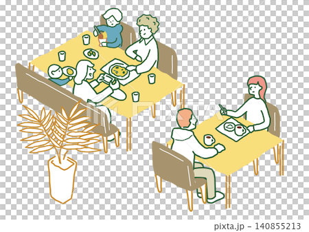 食事を楽しむ人々 アイソメトリック手描きベクターイラスト 食事を楽しむ人々 アイソメトリック手描きベクターイラスト 140855213
