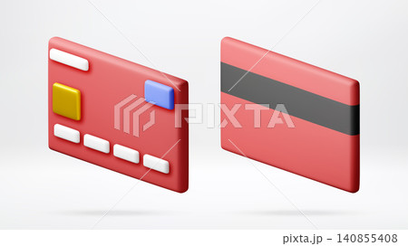 Plastic credit cards from front and back in 3d Plastic credit cards from front and back in 3d 140855408
