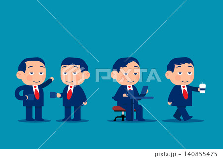 Set cute little business. Businessman with coffee time Set cute little business. Businessman with coffee time 140855475