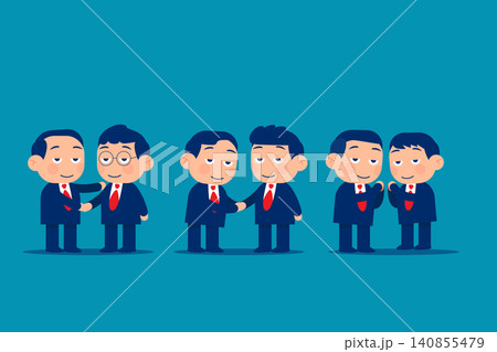 Set cute little business. Businessmen shake hands and greet each other Set cute little business. Businessmen shake hands and greet each other 140855479