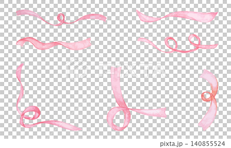 Watercolor illustration of red ribbon Watercolor illustration of red ribbon 140855524