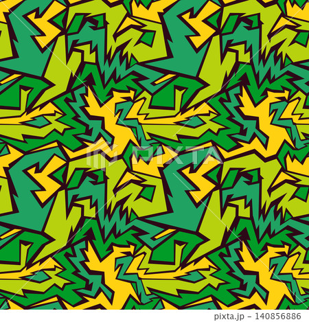 Seamless geometric graffiti style abstract pattern background. A dynamic 90s endless repeating urban camouflage texture. Seamless geometric graffiti style abstract pattern background. A dynamic 90s endless repeating urban camouflage texture. 140856886