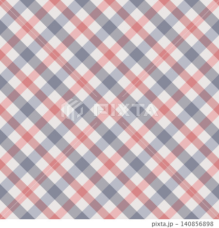 Seamless diagonal pink and grey gingham seamless pattern. A cottagecore vichy plaid texture. 140856898