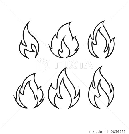 Fire Flame Outline Icon Pack. Burning Heat Symbol Collection Fire Flame Outline Icon Pack. Burning Heat Symbol Collection 140856951