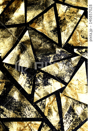 Gold metallic geometric triangle paint background on black paper Gold metallic geometric triangle paint background on black paper 140857028