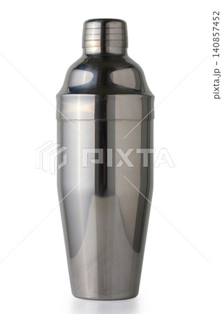 Stainless Steel Cocktail Shaker Boston Style Isolated on White Background Stainless Steel Cocktail Shaker Boston Style Isolated on White Background 140857452