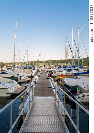 Floating dock in marina on Lake Garda in Salo Italy 140857837