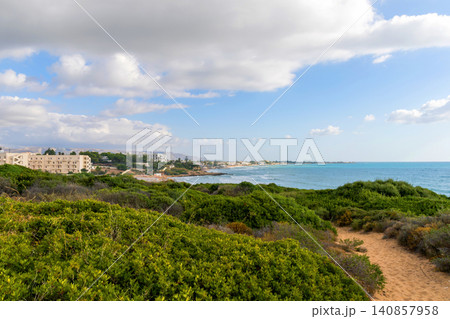 Mediterranean seaside resort and hotels on sicilian coast Mediterranean seaside resort and hotels on sicilian coast 140857958