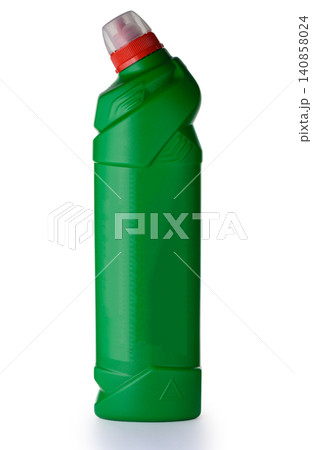 Green Toilet Cleaner Bottle with Curved Neck Isolated on White Background Green Toilet Cleaner Bottle with Curved Neck Isolated on White Background 140858024
