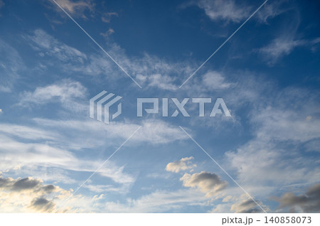 Cirrus and Cumulus Cloudscape Over Open Landscape Cirrus and Cumulus Cloudscape Over Open Landscape 140858073