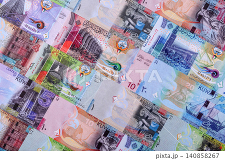 Kuwait paper money, dinar banknotes as currency for exchange or travel. Kuwaiti money Kuwait paper money, dinar banknotes as currency for exchange or travel. Kuwaiti money 140858267