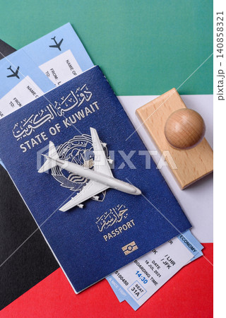 Kuwaiti passport for travelling, flying and doing business. Kuwait document, id 140858321