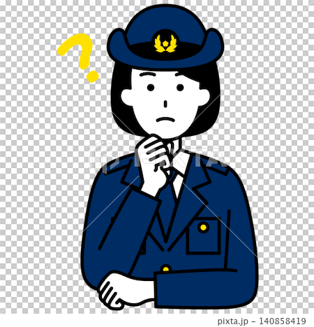 A female police officer thinking A female police officer thinking 140858419