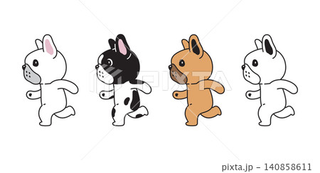 dog vector french bulldog running cartoon character icon walking puppy pet doodle symbol illustration isolated design 140858611