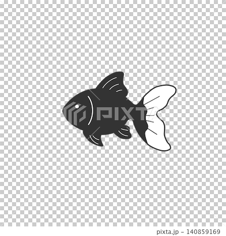 Black and white illustration of a goldfish, cute vector material for a summer festival, summer theme Black and white illustration of a goldfish, cute vector material for a summer festival, summer theme 140859169