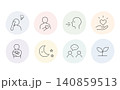 メンタルケアとセルフケアのシンプルアイコンセット 140859513