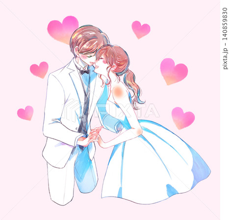 向かい合う新郎新婦　ハート 140859830