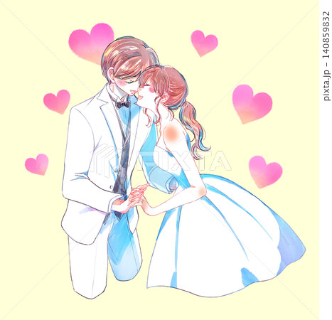 向かい合う新郎新婦　ハート 140859832