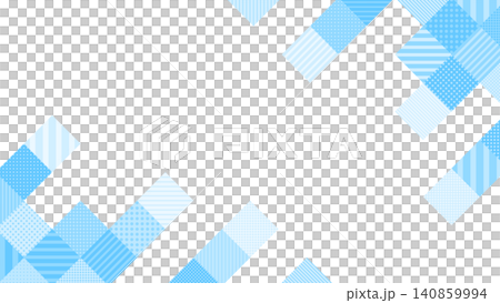 Diagonal frame of square blocks with light blue polka dots and stripes Diagonal frame of square blocks with light blue polka dots and stripes 140859994