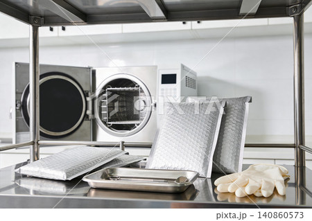 Sterilization equipment and supplies in a clean medical laboratory setting Sterilization equipment and supplies in a clean medical laboratory setting 140860573