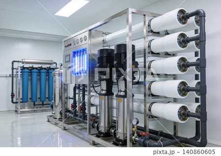 Industrial water purification system with pumps and filtration units 140860605