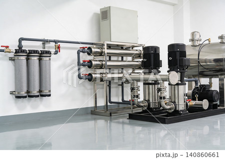 Industrial water purification system with multiple filters and pumps Industrial water purification system with multiple filters and pumps 140860661
