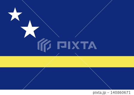 Flag of Curacao icon, sticker. Curacao flag island badge, button. National Curacao flag banner, background. Standard color and proportion. Flag of Curacao icon, sticker. Curacao flag island badge, button. National Curacao flag banner, background. Standard color and proportion. 140860671
